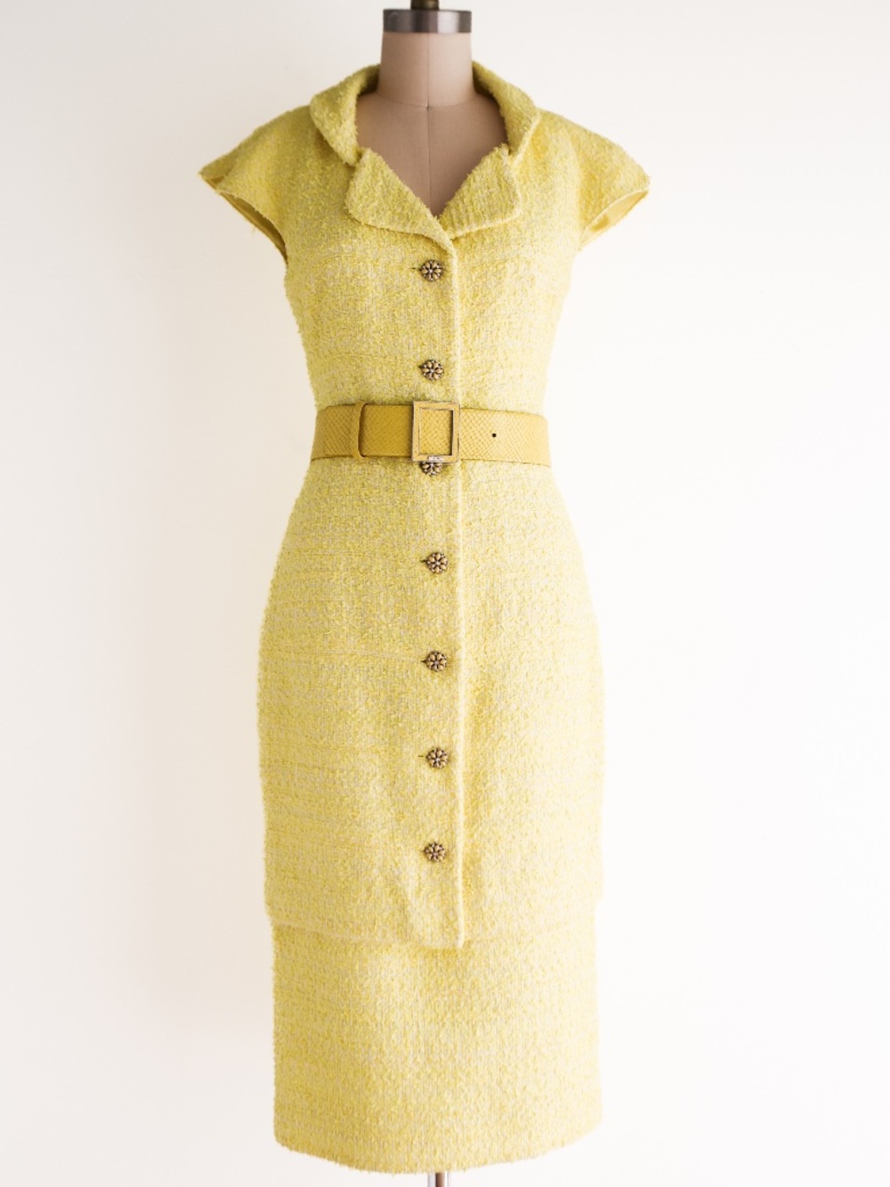 Chanel 2012 Lemon Yellow Midi Length Dress sz 38